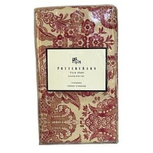NEW Pottery Barn Flora Red Std Pillow Sham Toile Floral More Available